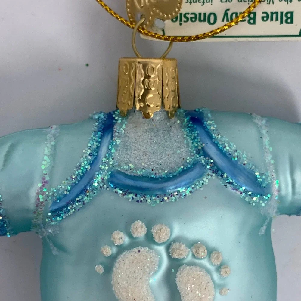 Old World Christmas Blue Baby's‎ First Christmas Onesie Ornament